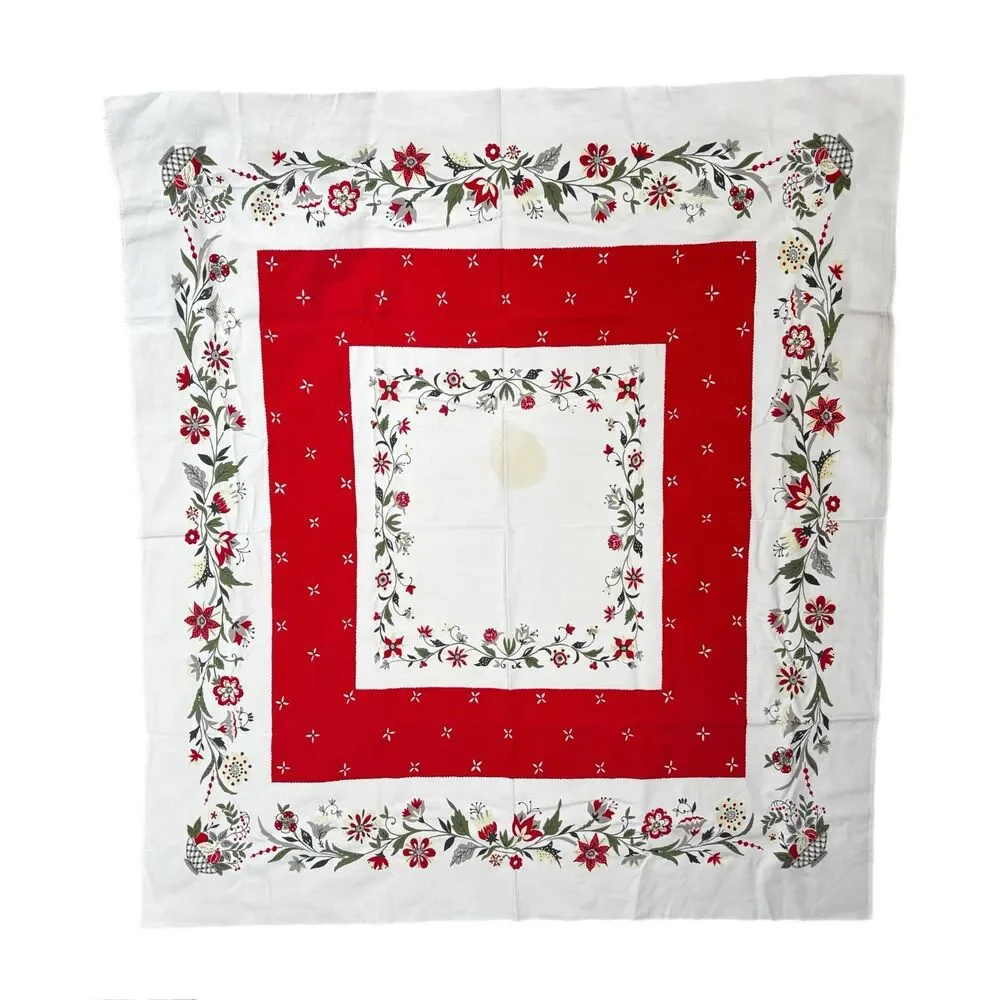 Vintage Cutter Cottagecore Tablecloth Shabby Decor Heritage 1950s Mid Century